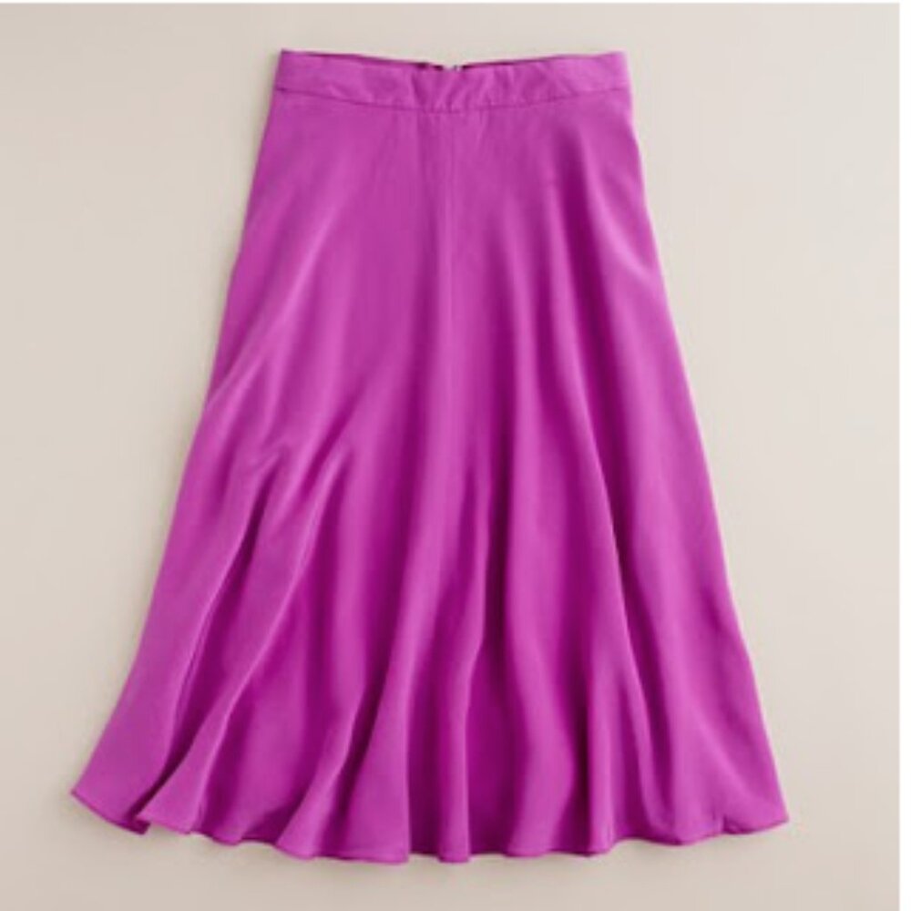 J. Crew Liquid Silk Skirt in Bright Dahlia